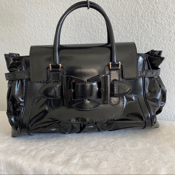 GUCCI Black Patent leather buckle bow Large Tote Bag - Picture 3 of 16